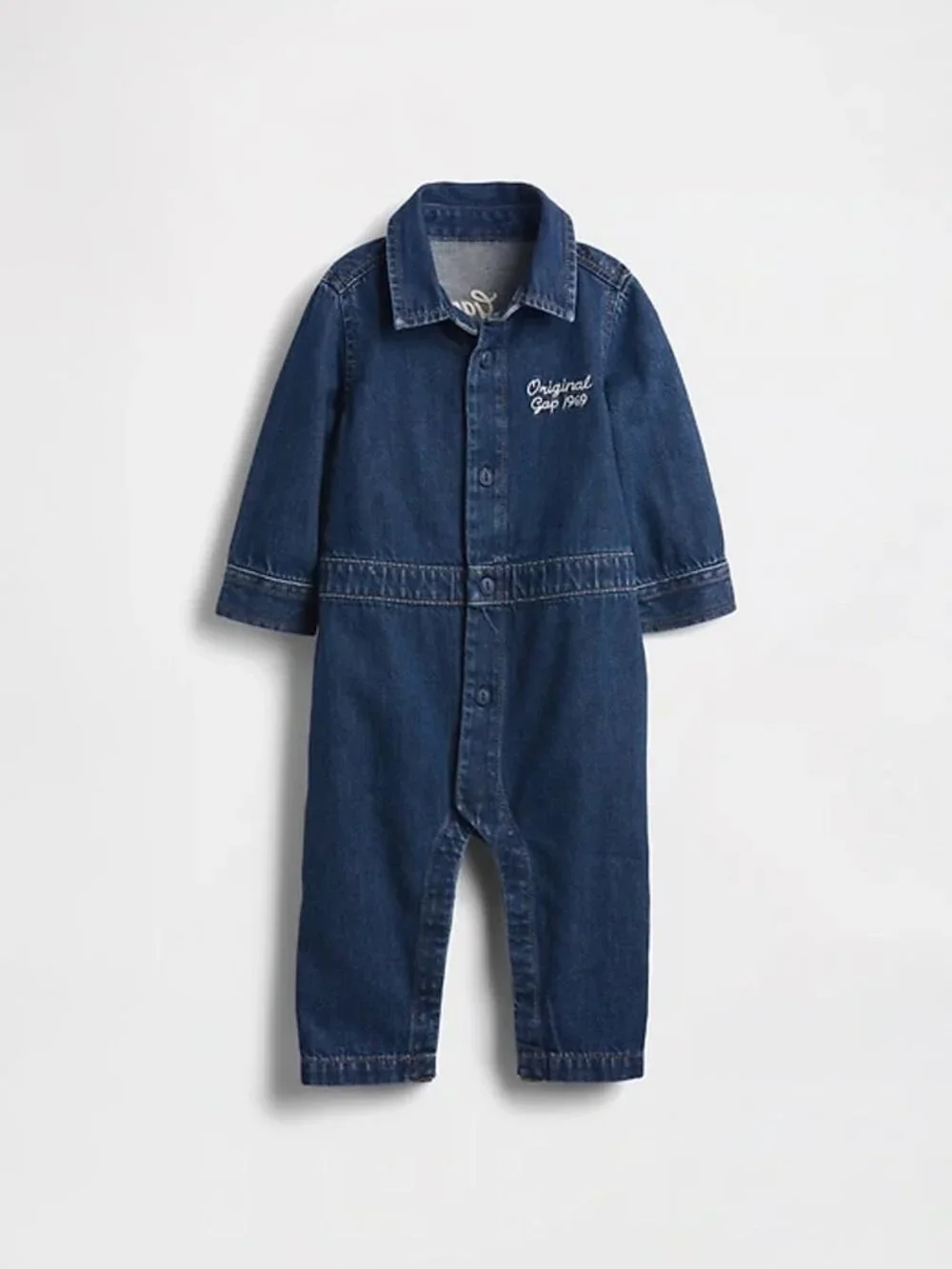 NWOT Baby Gap Baby Denim Bear Logo Coveralls 3-6 Months